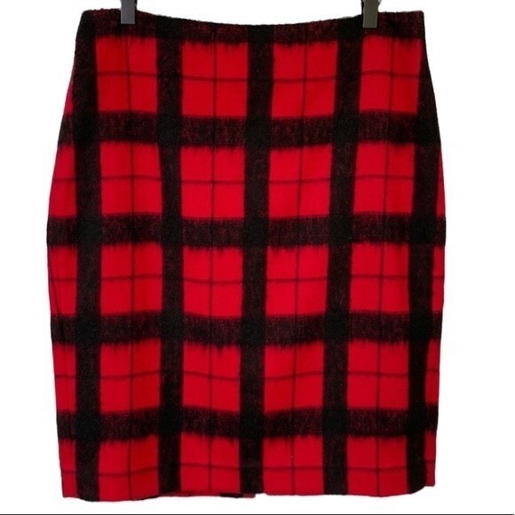 Talbots Wool Blend Buffalo Plaid Window Pane Pencil Skirt Lined Back Slit Warm - Picture 15 of 15